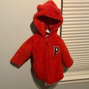 US Polo Assn. Red Fuzzy Toddler Jacket, 24 Months